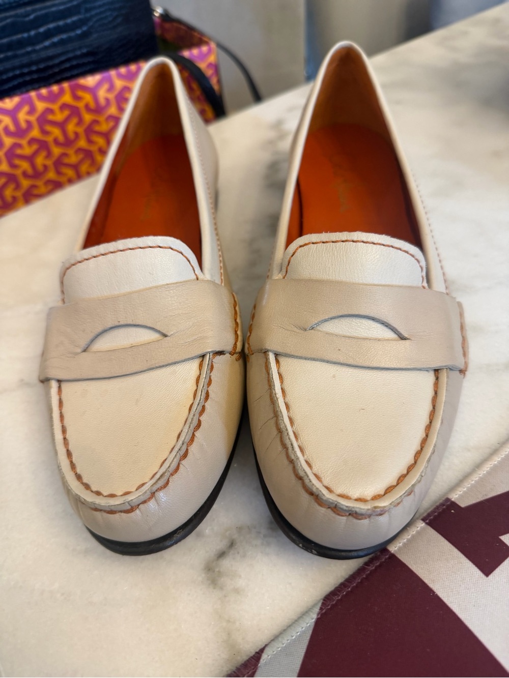 Cole Haan Leather Loafers Beige US 8